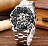 Чоловічий механічний годинник winner з металевим браслетом з автопідзаводом, фото 8