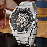 Чоловічий механічний годинник winner з металевим браслетом з автопідзаводом, фото 9