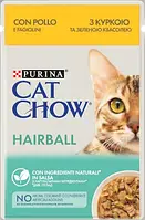 Влажный корм для котов Пурина Кет Чау паучи Purina Cat Chow Hairball Контроль выведения шерсти с Курицей и зеленой фасолью 85г