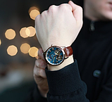 Брендовий чоловічий класичний наручний годинник Ailang зі шкіряним ремінцем з автопідзаводом, фото 3