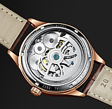 Брендовий чоловічий класичний наручний годинник Ailang зі шкіряним ремінцем з автопідзаводом, фото 5