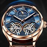 Брендовий чоловічий класичний наручний годинник Ailang зі шкіряним ремінцем з автопідзаводом, фото 9