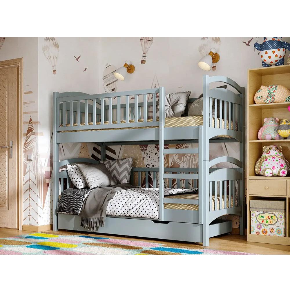 Ліжко двоярусне "Смайл" сіре без ящиків