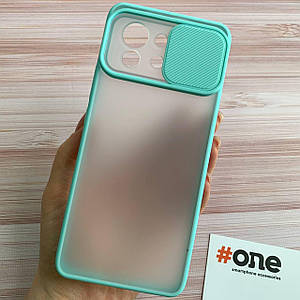 Чохол для Xiaomi Mi 11 матовий зі шторкою для камери чохол на телефон сяомі мі 11 бірюзовий Cur