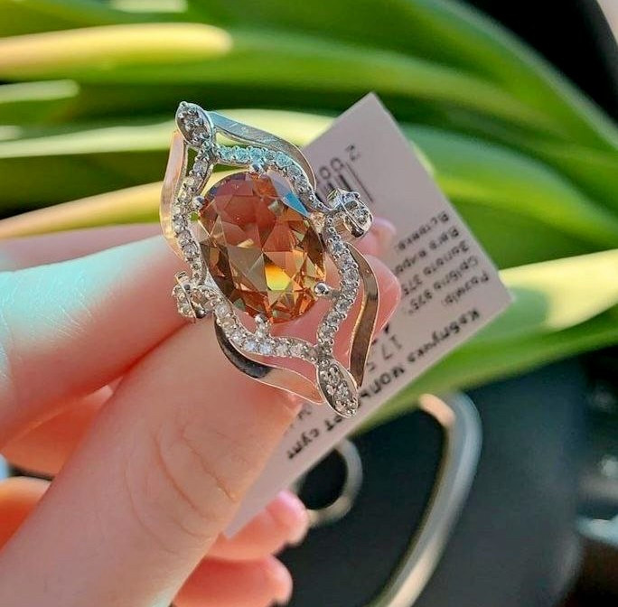 Каблучка зі срібла і золота Мольберт з камнем вставкою султаніт, фото 1
