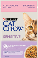 Влажный корм для котов Cat Chow Sensitive чувствительное пищеварение Лосось и цукини (85 грамм)