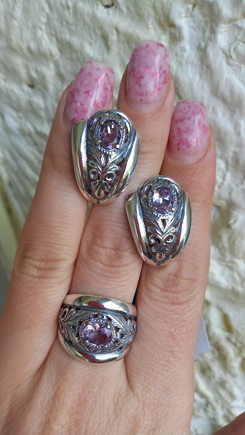 Срібний комплект з аметистом, фото 1