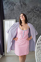 Жіночий Комплект двійка Нічна сорочка з халатом Великі розміри (батал)