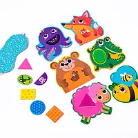 Дерев'яна мозаїка для дитини від року Звірята З дерев'яними фігурками Екофарба