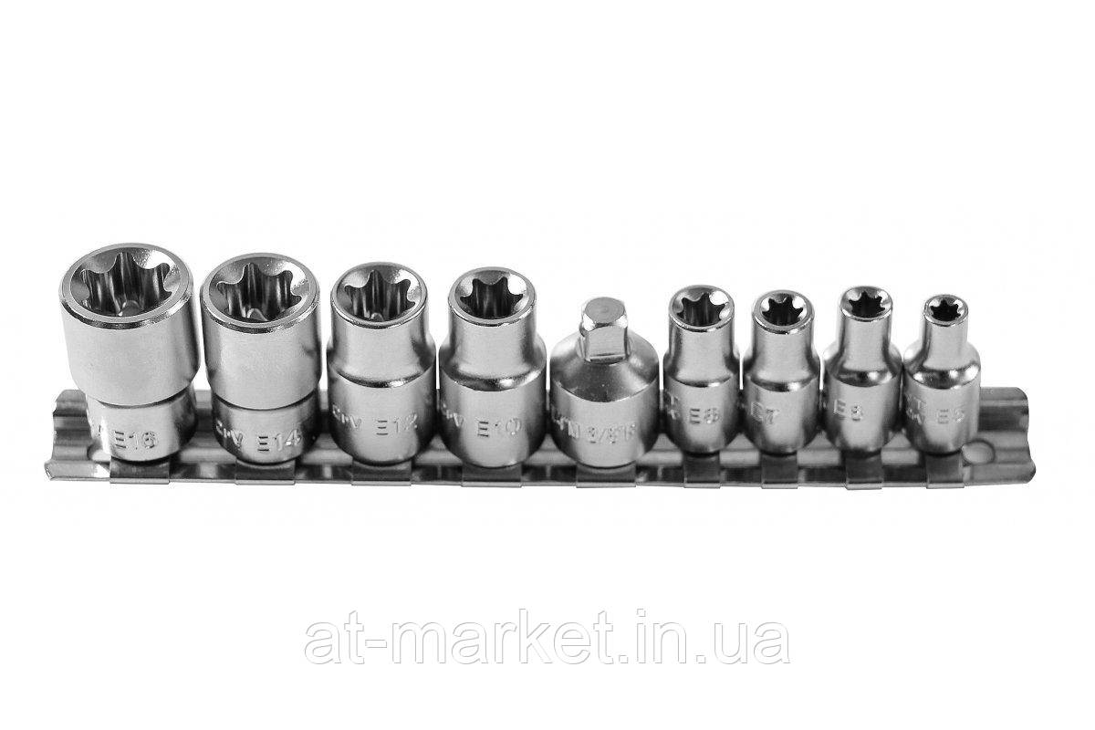 Набір торцевих головок Torx 1/4", 3/8", 9 шт. Hoegert HT1A884