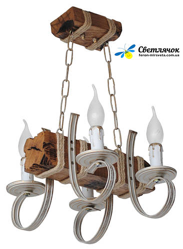 Деревянная люстра "Балка Винцент Колыба" состаренное светлое на 4 лампы ...