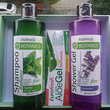 Набiр подарунковий  Лiто з Фармаси ( гель для душа+шампунь+ зубна паста) 3 товари