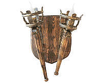Деревянное бра серии "Факел римский" состаренное темное на 2 лампы