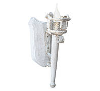 Деревянное бра "Факел римский" белое с золотом на 1 лампу