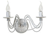 Кованые бра "Косички" белое серебро на 2 лампы