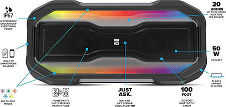 Altec Lansing ROCKBOX XL Wireless NFC Bluetooth Speaker, Portable Waterproof Party Speaker, фото 6