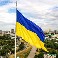 Большой флаг Украины 140х90 см, Прошитый по периметру. Карман для флагштока Желто-синий (Оригинальные фото)