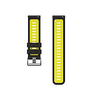 Ремінець силіконовий для годинника 22 мм GT3 чорний з жовтим, фото 4