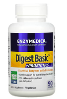 Enzymedica, Digest Basic + Probiotics, базовые фермента + пробиотики, 90 капсул