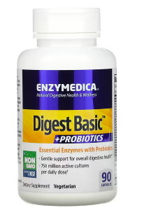 Enzymedica, Digest Basic + Probiotics, базові ферменти + пробіотики, 90 капсул