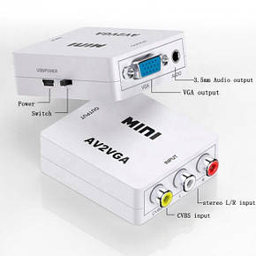 Конвертер адаптер AV RCA (плюпани) на VGA AV2VGA, фото 1