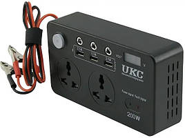 Перетворювач UKC DC/AC 12V-220V 200 W ( LCD, 3 USB)