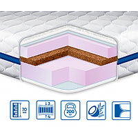 Тонкий матрац на диван (футон, топер) EUROSLEEP COCOS-MIX (7см, 3/4) трикотажний чохол
