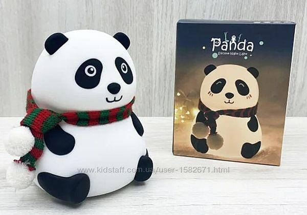 Нічник-світильник силіконовий на акумуляторі з різними кольорами підсвічування Панда, фото 2