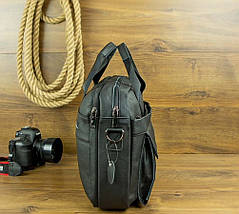 Чоловіча шкіряна сумка R1909-1BLACK-111 чорна, фото 3