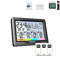 Метеостанція бездротова з барометром, Newentor FJ3383B, 5.8" дисплей, 3 датчики, прогноз погоди