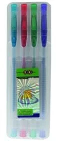 Набір із 4 гелевих ручок,GLITTER (з блискітками) у пластиковому пеналі, KIDS Line ZB.2200-99