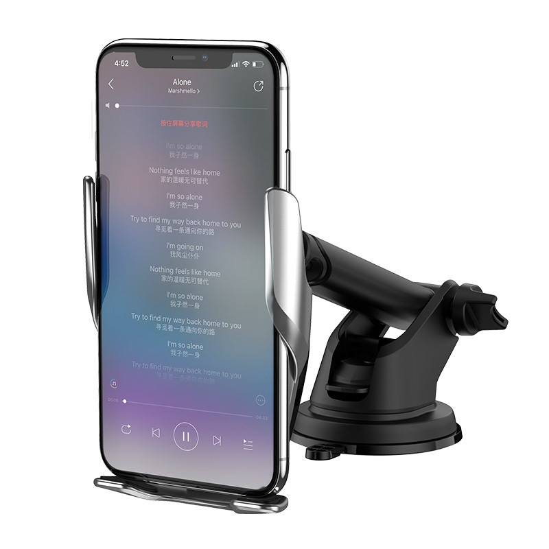 Автотримач з безпровідною зарядкою Hoco S14 Wireless Charge Silver Срібний, фото 3