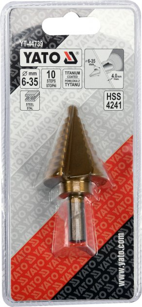 ЗВЕРДЛО ПО МЕТАЛУ КОНУСНЕ СТУПІНЧАСТЕ YATO HSS 4241 6-35 ММ 75/45 ММ, фото 1