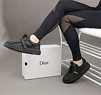 Модные кроссовки женские черные Dior-ID. Черные женские Диор Ай Ди. Низкие кеды черные женские