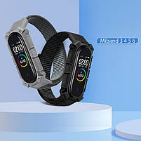 Ремінець для фітнес-браслету Mi Band 3, 4, 5, 6, 7 Armor design нейлоновий сірий, фото 3