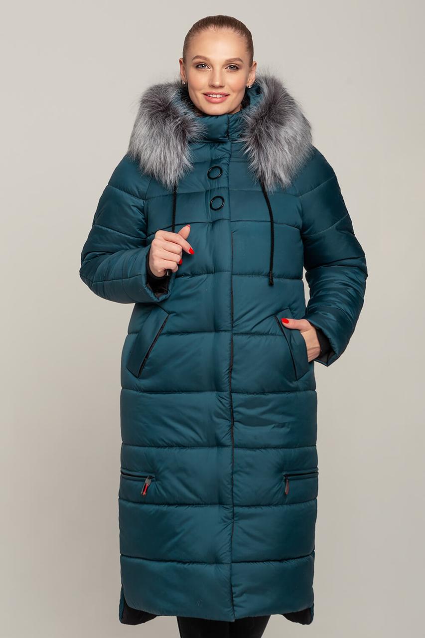 Зимове тепле довге пальто пуховик розміри 48 до 58 з капюшоном