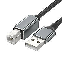 Кабель для принтера USB 2.0 AM/BM 1m оплетка