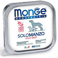 Влажный монопротеиновый корм для собак Monge (Монж) dog SOLO 100% паштет с говядиной 150гр*24шт
