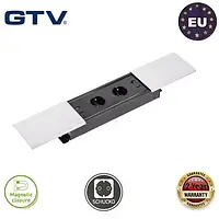 Встроенный розеточный блок GTV AE-PB2SPRES-53, 2 розетки, USB A+C, HDMI, RJ45, кабель 1.5 м, алюминий