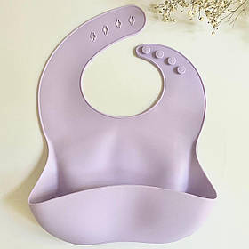 Слюнявчик силіконовий (лаванда), нагрудник для годування з кишенею