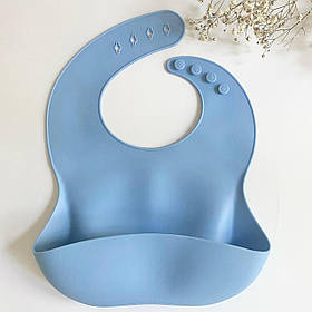 Слюнявчик силіконовий (сереніті), нагрудник для годування з кишенею