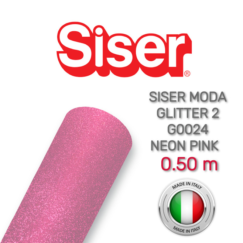 Siser Moda Glitter 2 G0024 Neon Pink (Плівка для термопереносу блискуча рожевато-неонова)