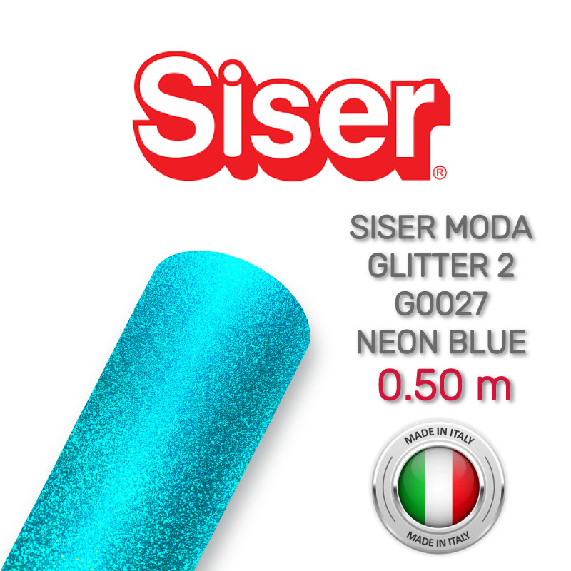 Siser Moda Glitter 2 G0027 Neon Blue (Плівка для термопереносу блискуча неоново-синя)