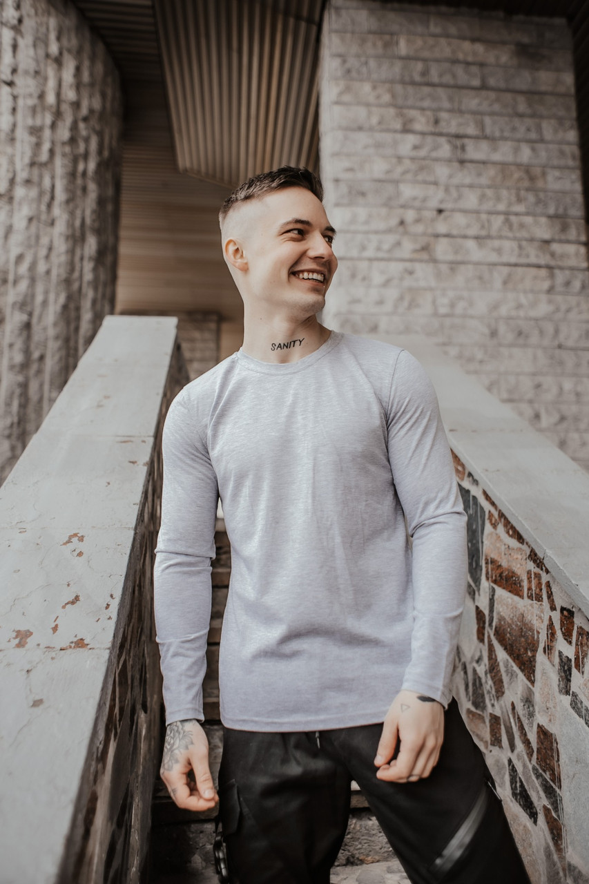 Чоловічий стильний лонгслів сірий «Pulse». Футболка з довгим рукавом у сірому кольорі