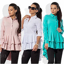 Жіноча однотонна сорочка короткий рукав бенгалін розміри норма й батал