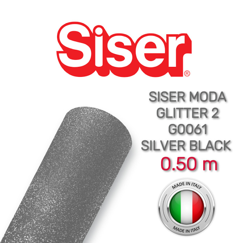 Siser Moda Glitter 2 G0061 Silver Black (Плівка для термопереносу блискуча сріблясто-чорна), фото 1