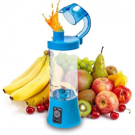 Фітнес блендер акумуляторний Qllipin Juice Cup OL-602 портативний блендер із поїльником блакитний, фото 1