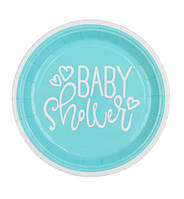 Одноразовые тарелки "Baby shower", 10 шт., Ø - 23 см., цвет - голубой