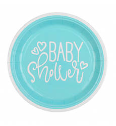 Паперові тарілки "Baby shower", 10 шт., Ø - 23 см., колір - блакитний