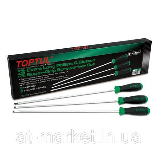 Набір викруток довгих 3 од. TOPTUL (PH1x250, PH2x250, SL5,5x400) GAAE0305